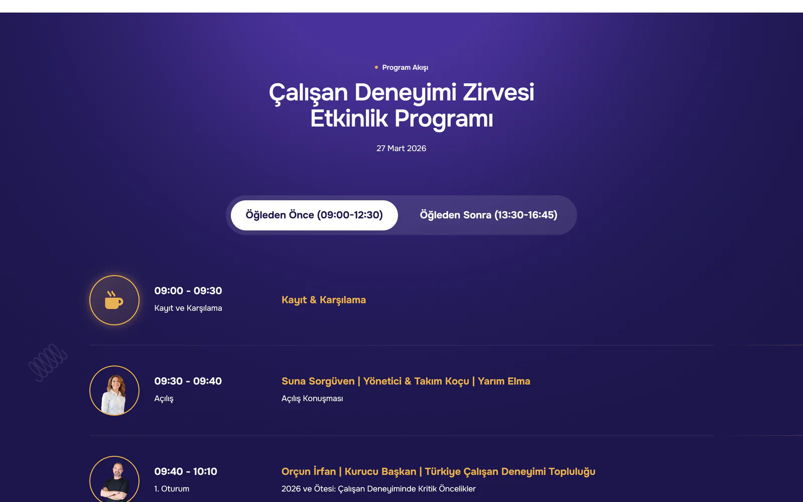 Programme with morning and afternoon sessions